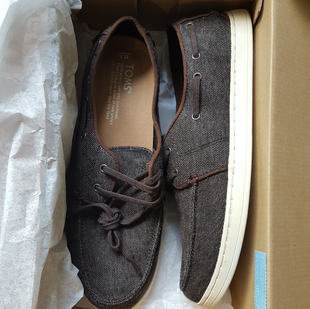 TOMS Men's Culver Herringbone Boat Shoes Sz. 8